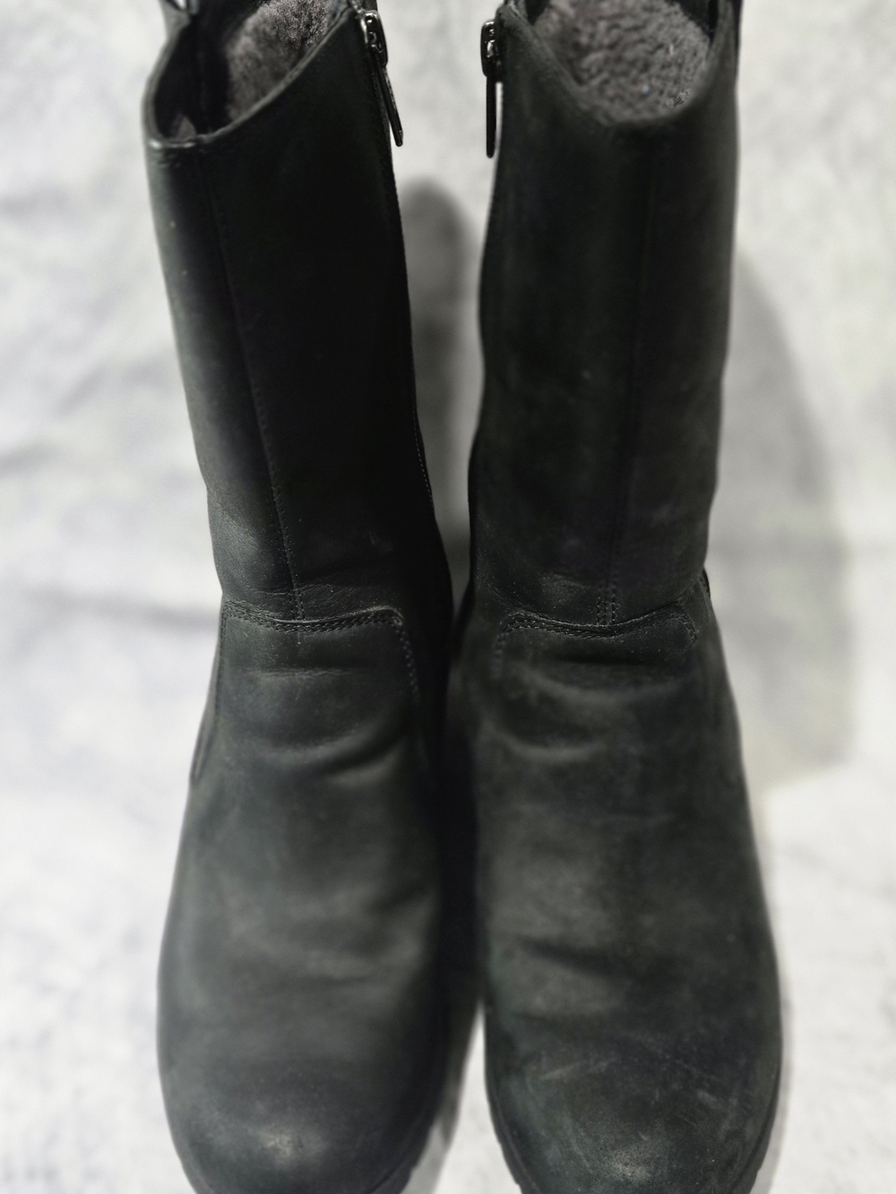 UGG Joely Black Leather Waterproof Wedge Boots